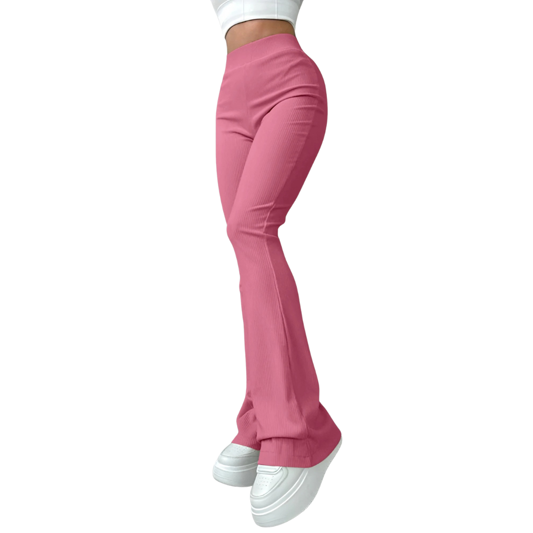 Damesbroek met hoge taille en ribboord