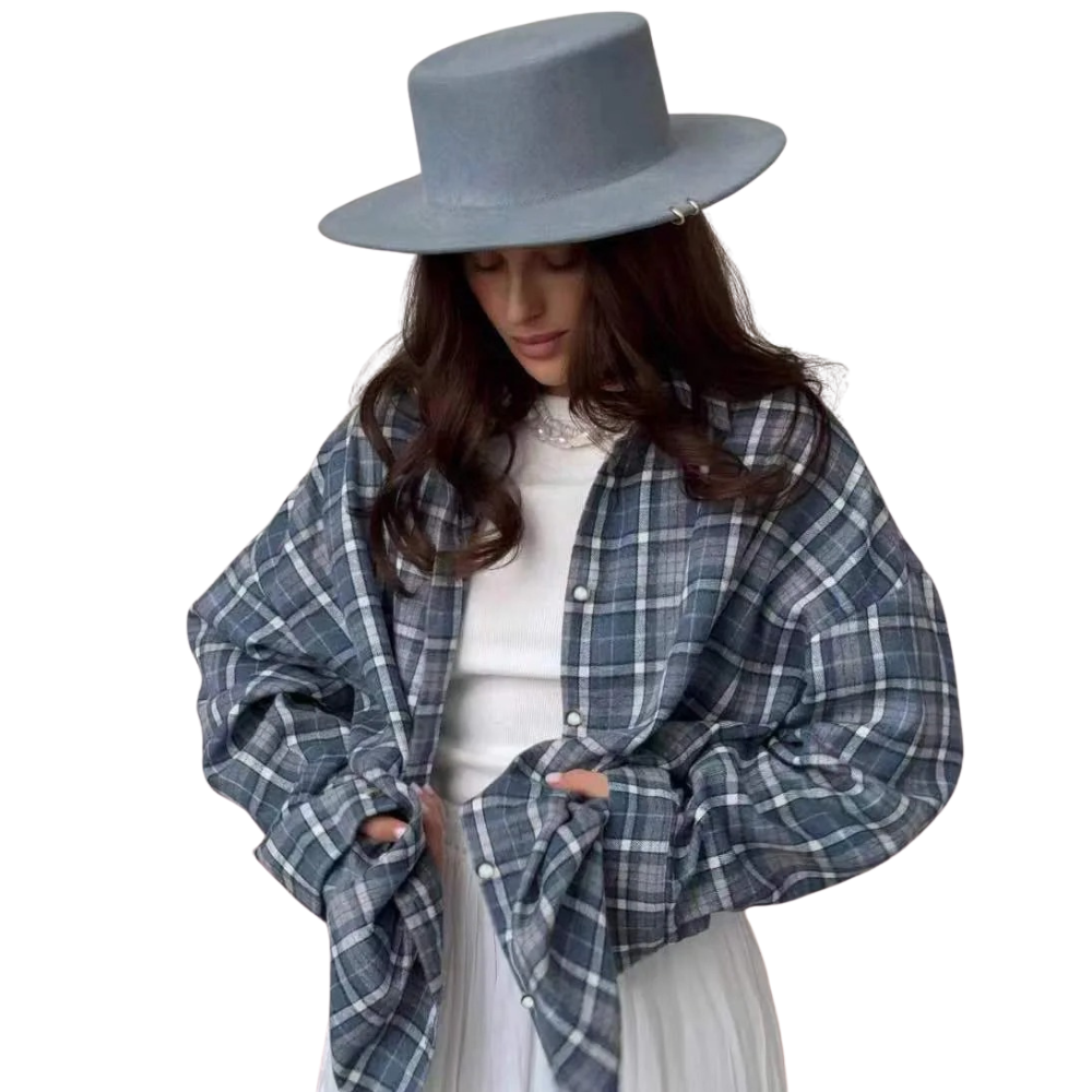 Oversized damesoverhemd met lange mouwen en ruiten