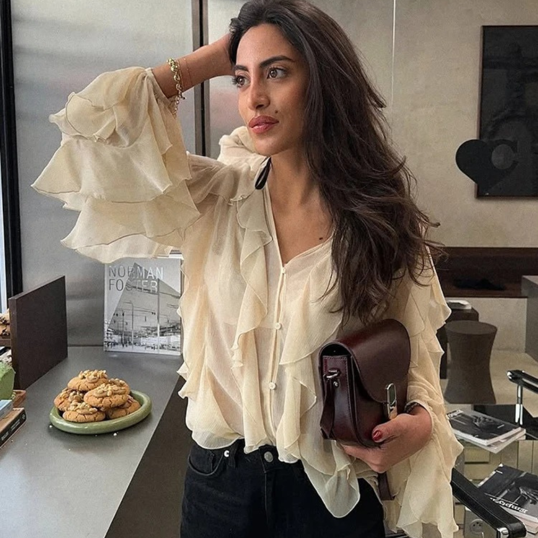 Dames doorschijnende gelaagde blouse