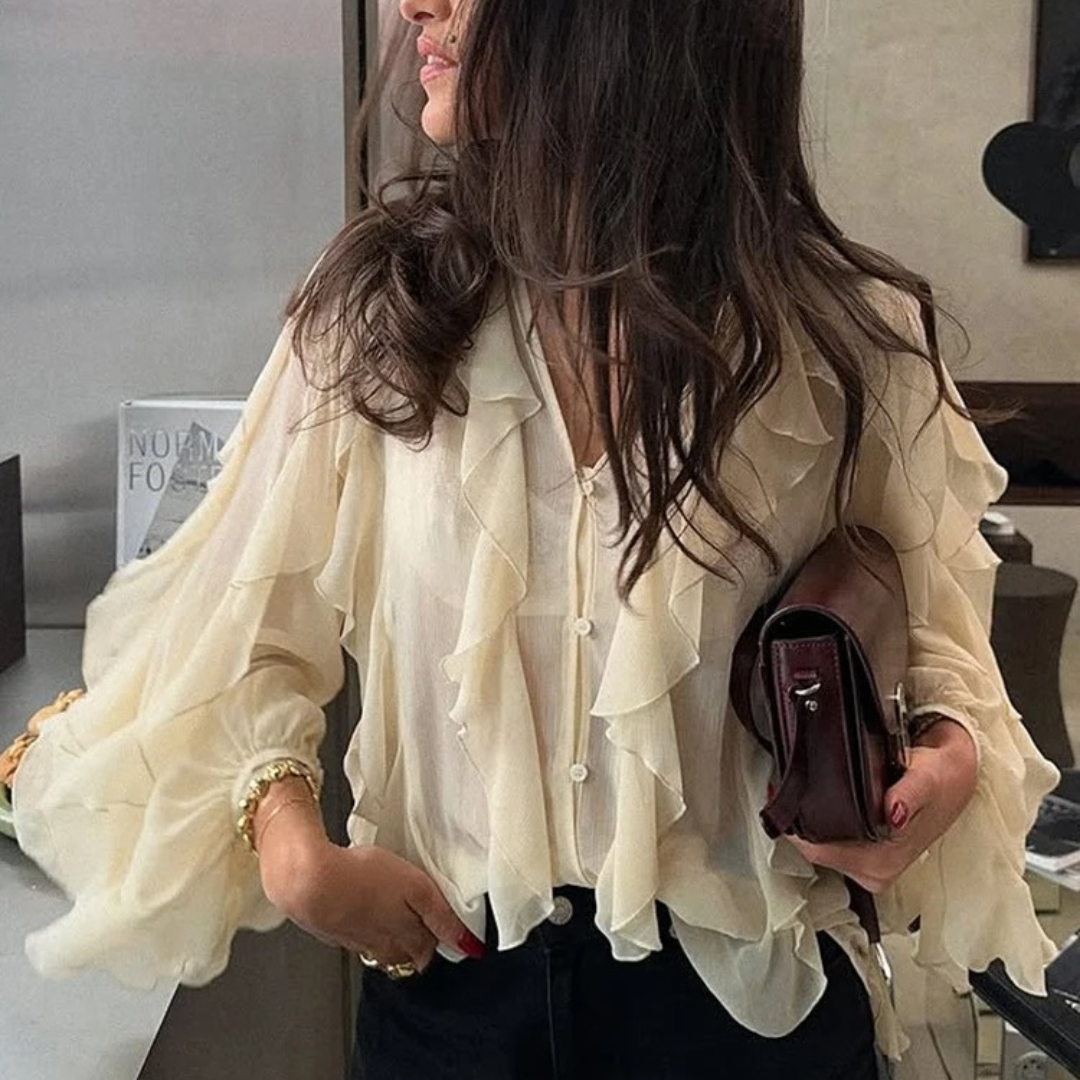 Dames doorschijnende gelaagde blouse