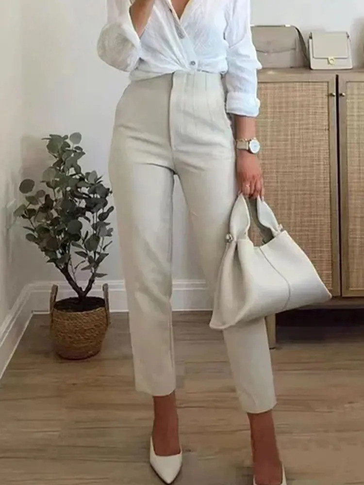 Dames hoge taille potloodbroek