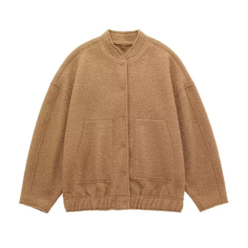 Tweed oversized bomberjack voor dames