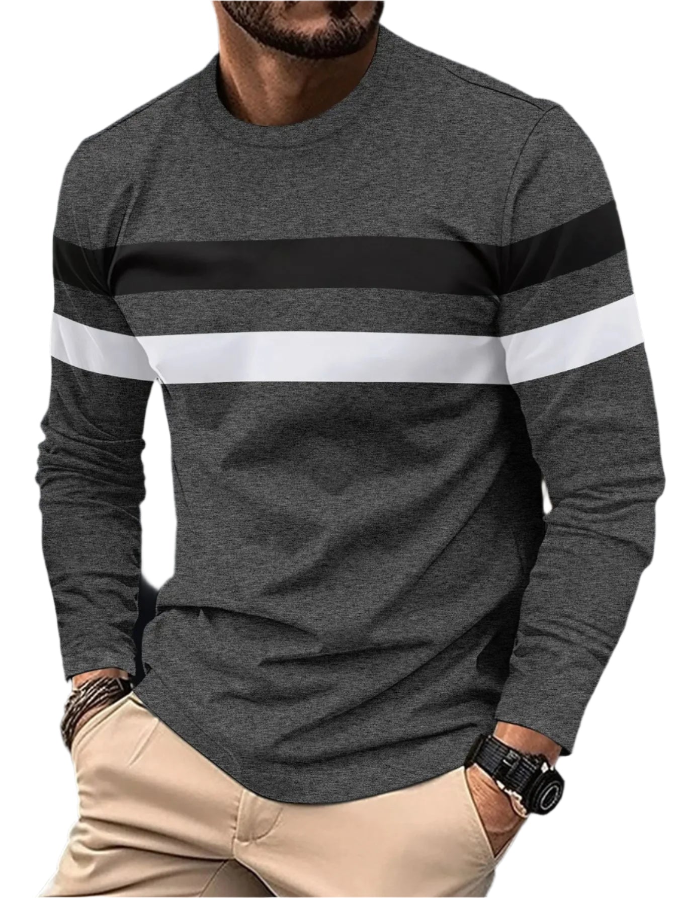 Heren Splice T-shirt met lange mouwen