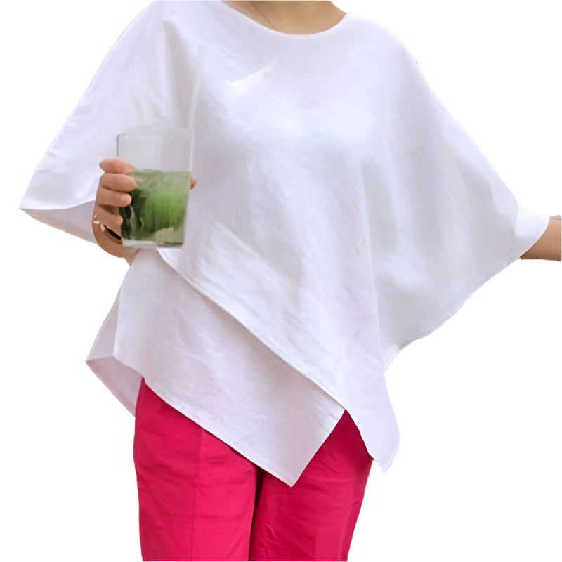 Asymmetrische blouse met halve mouwen voor dames