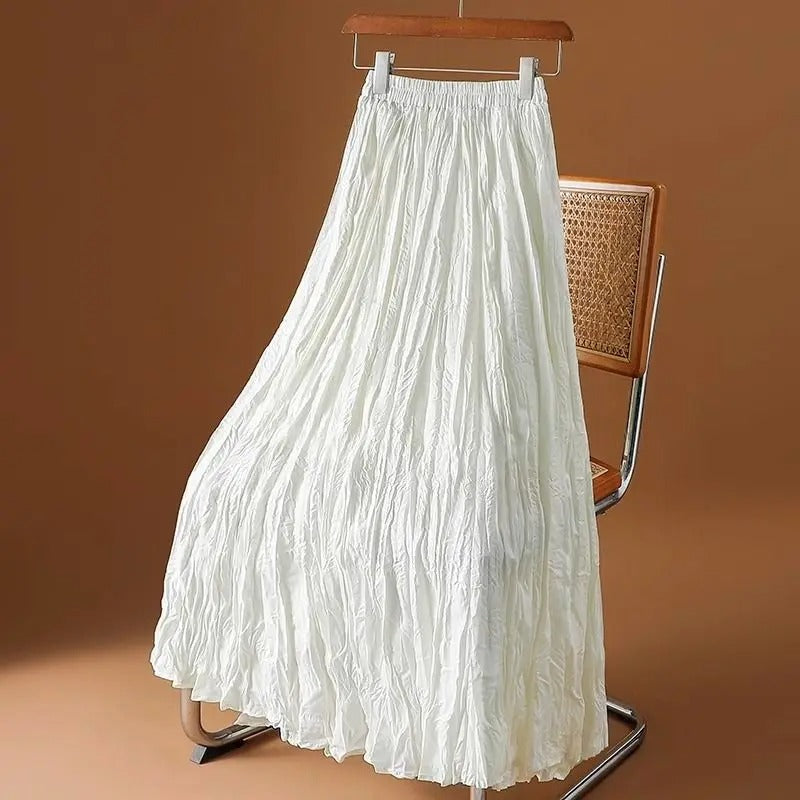 Satijnen geplooide maxi-rok voor dames