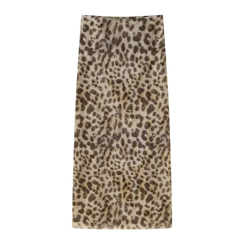 Dames luipaardprint lange rok