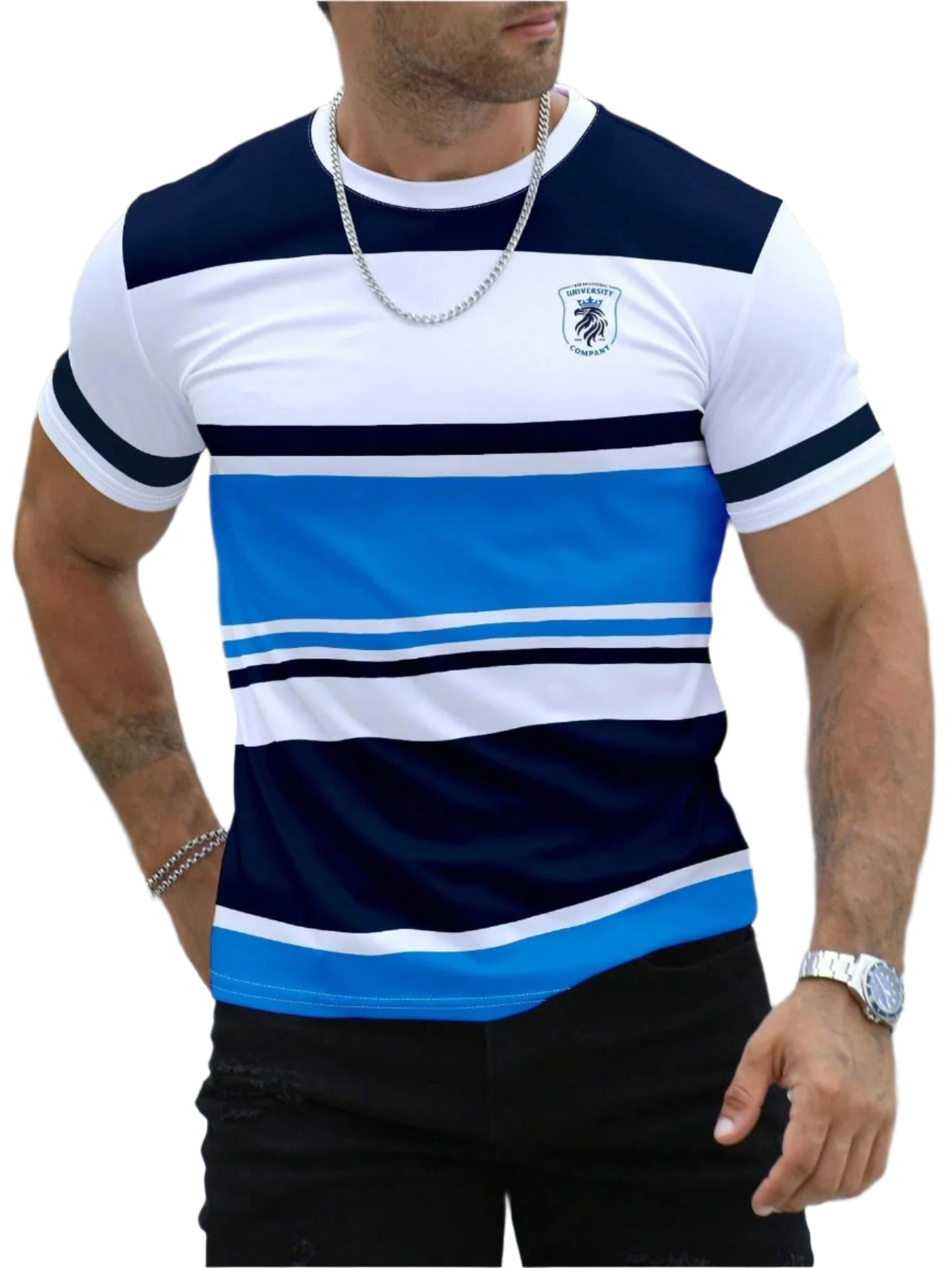 Heren gestreept casual T-shirt