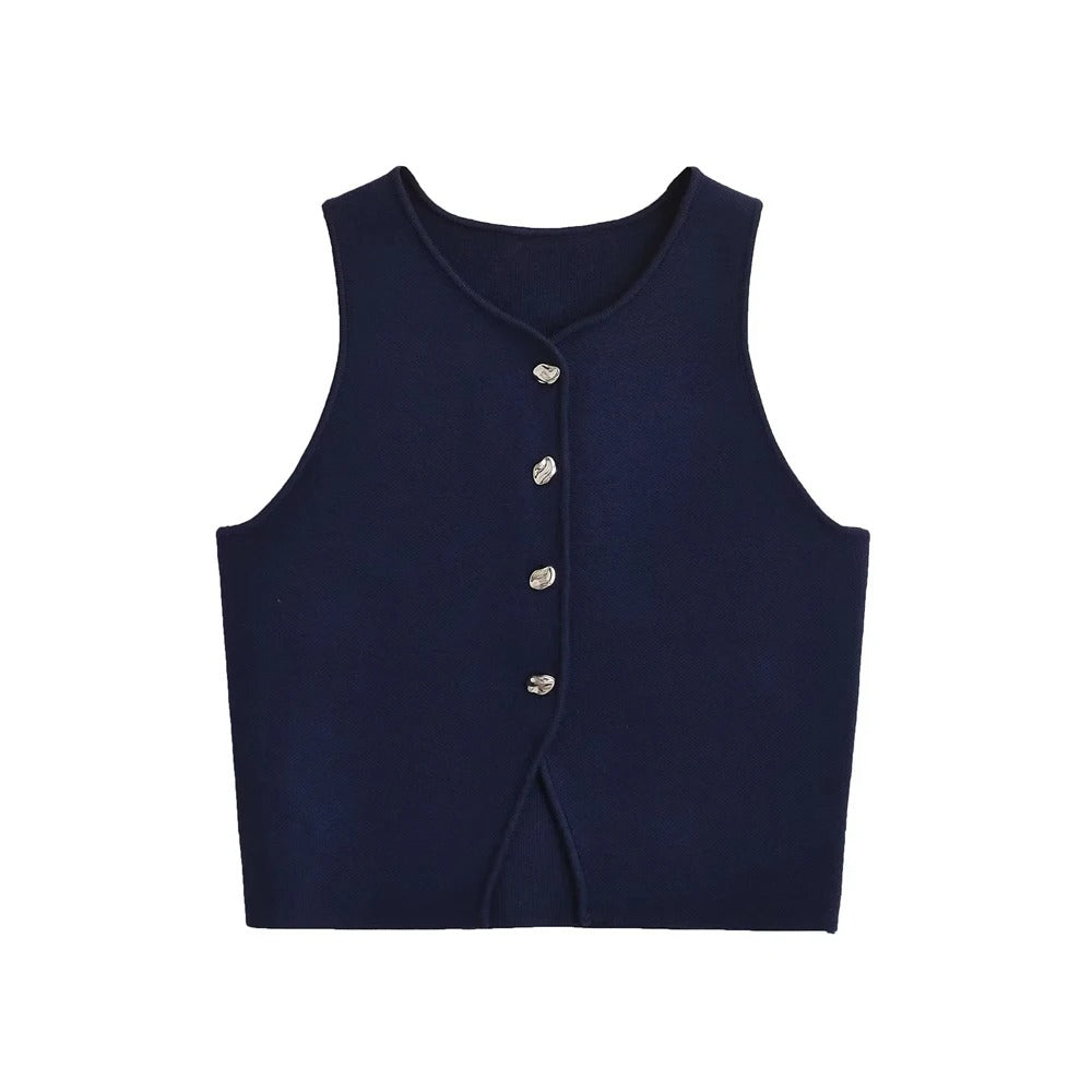 Cropped gebreid vest voor dames