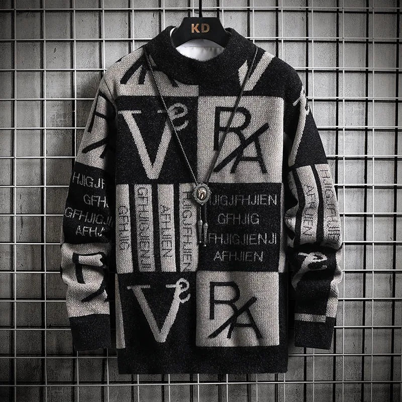 Heren Trui met gestreepte ronde hals