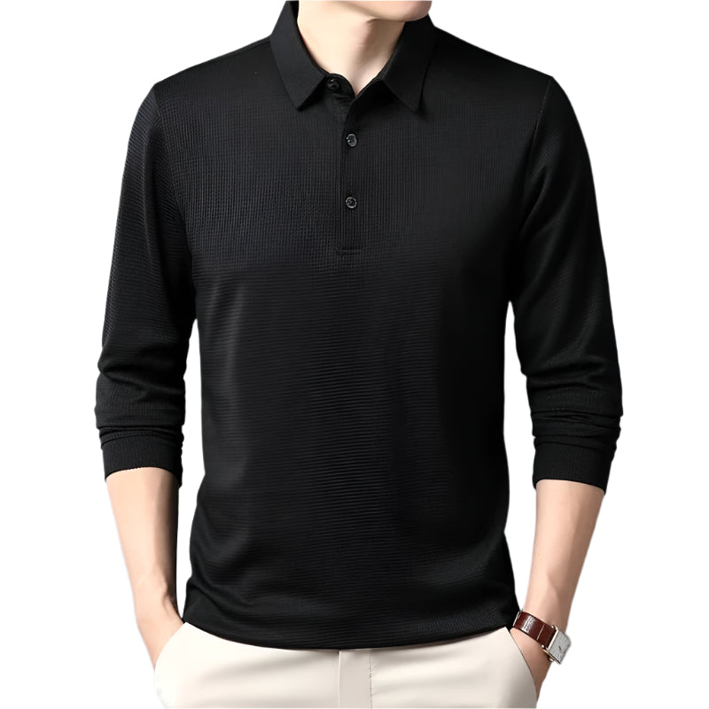 Heren Business Casual Poloshirt met Lange Mouwen