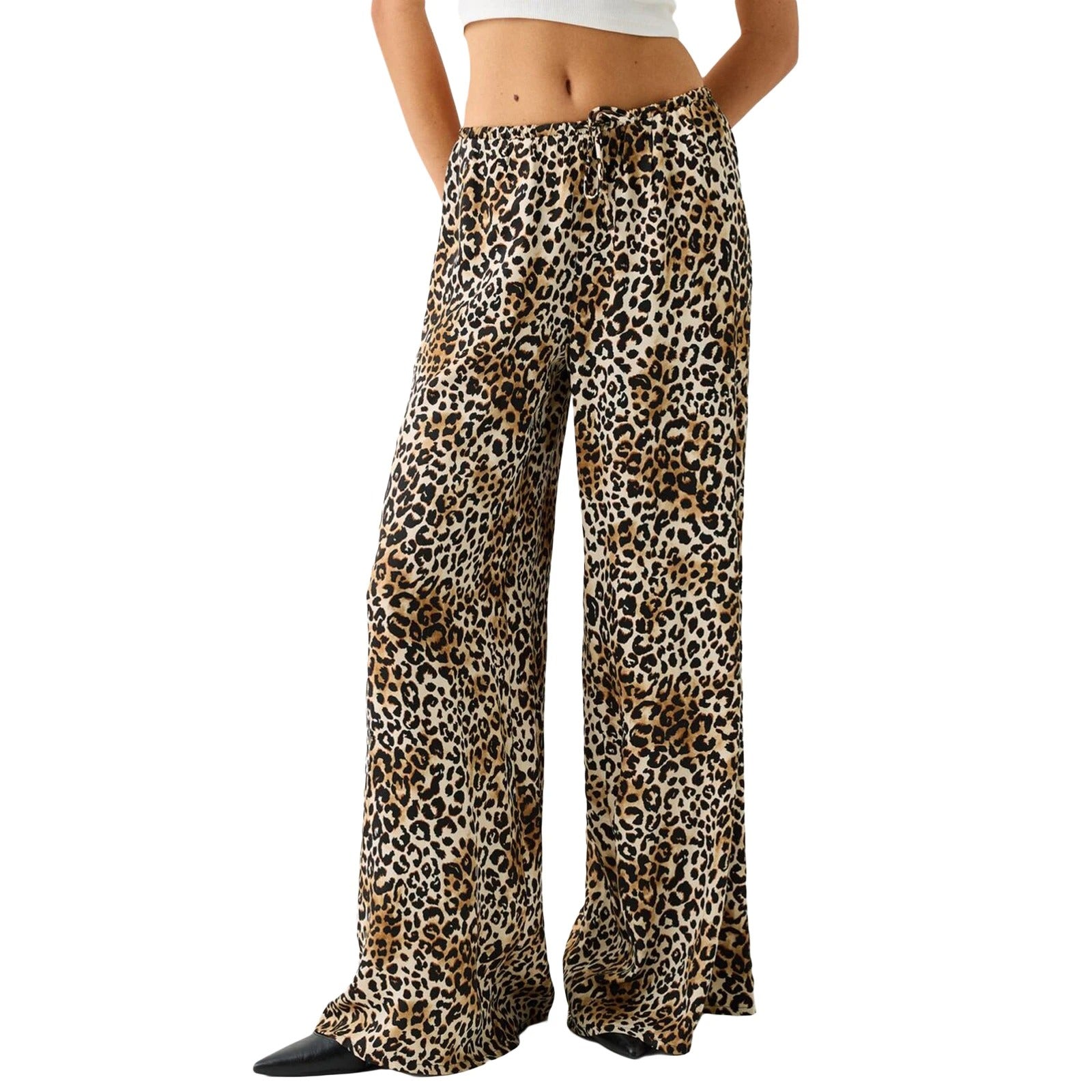 Vintage Luipaardprint Wijde Broek