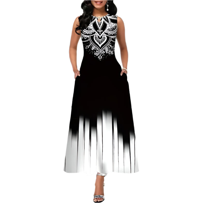 Dames bloemen bohemian mouwloze jurk