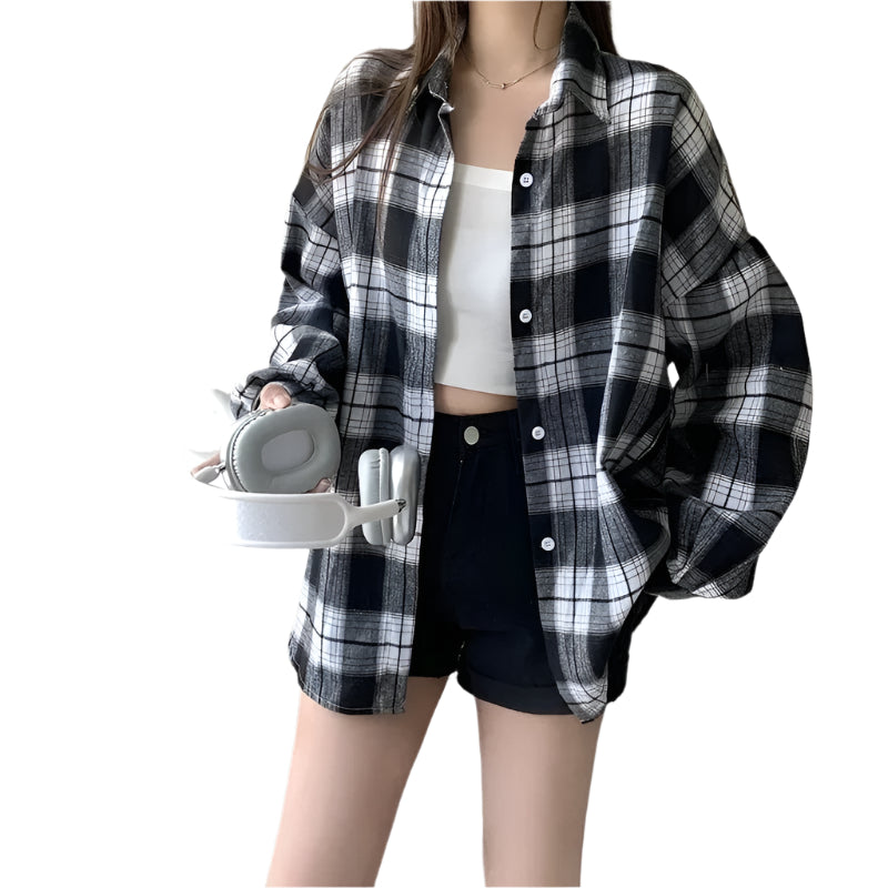 Oversized geruit overhemd voor dames