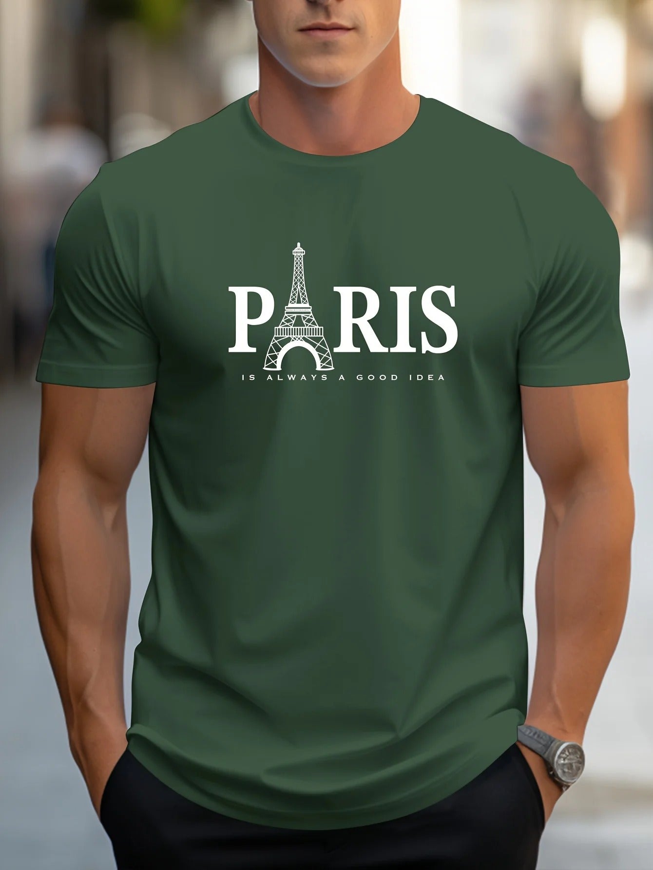 Heren T-shirt met Paris-print