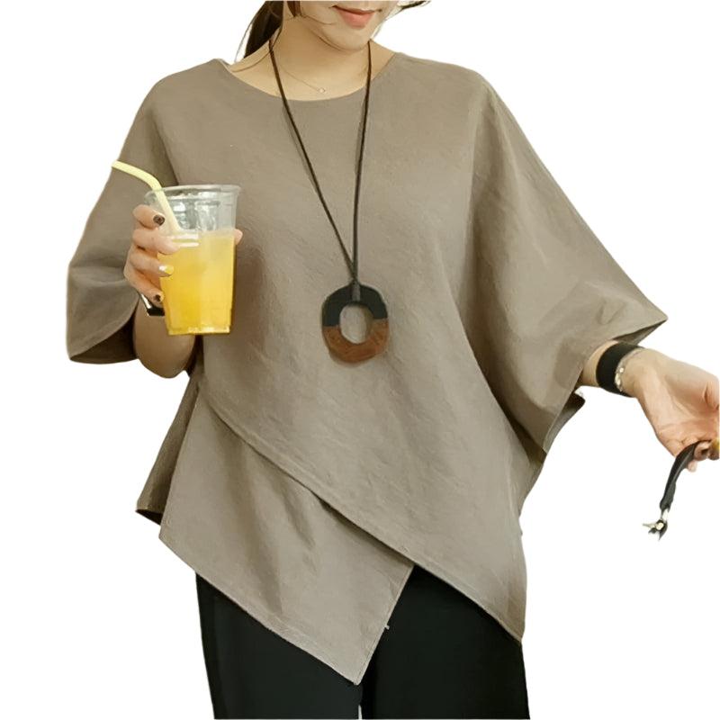 Asymmetrische blouse met halve mouwen voor dames