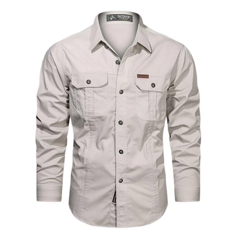 Heren katoenen cargoshirt
