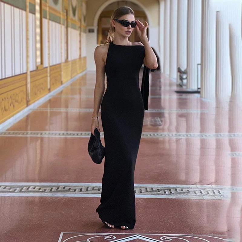 Mouwloze Slim Fit Lange O-Hals Jurk voor dames