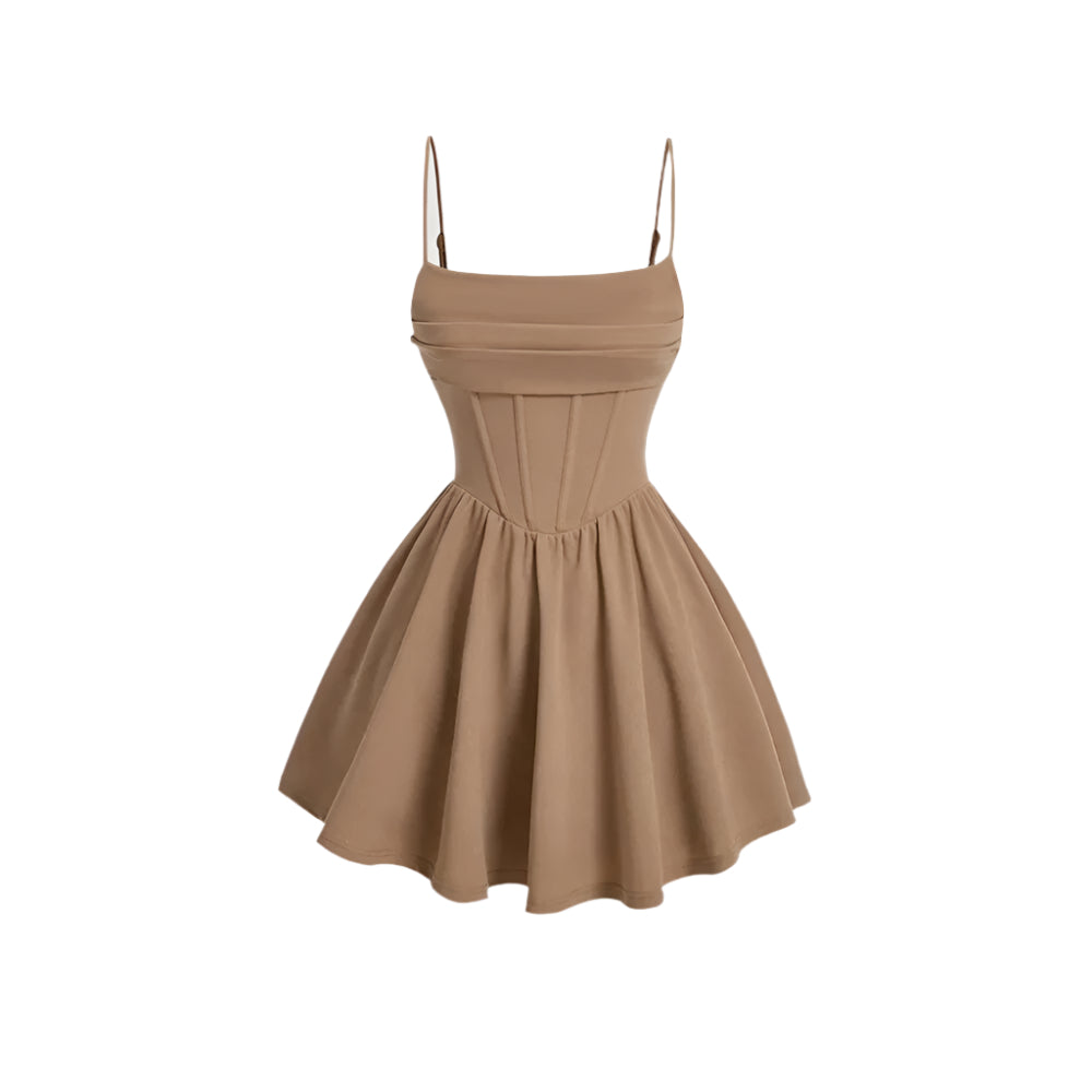 Dames A-lijn mini-jurk met vierkante hals en mouwloze mouwen