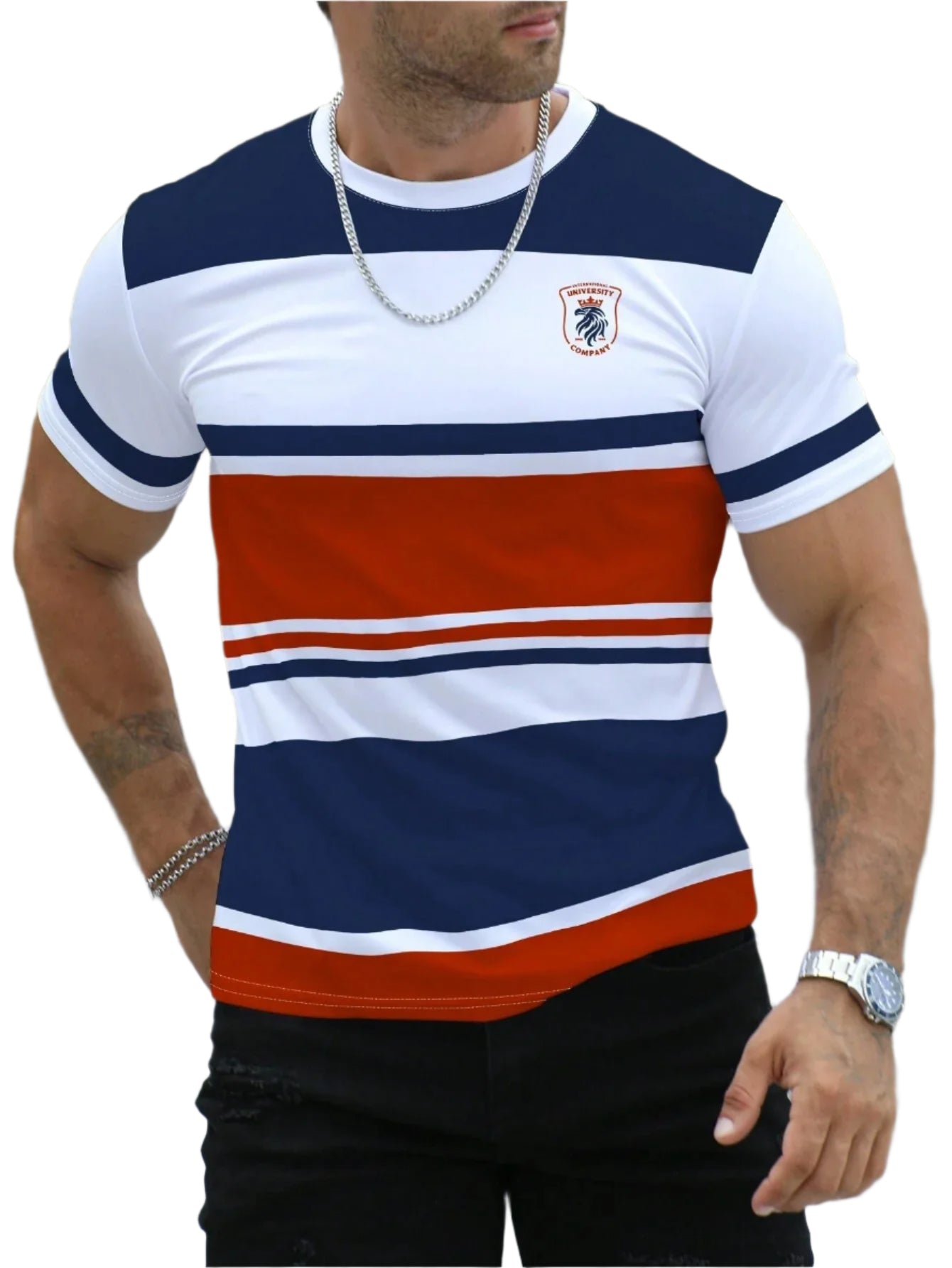 Heren gestreept casual T-shirt