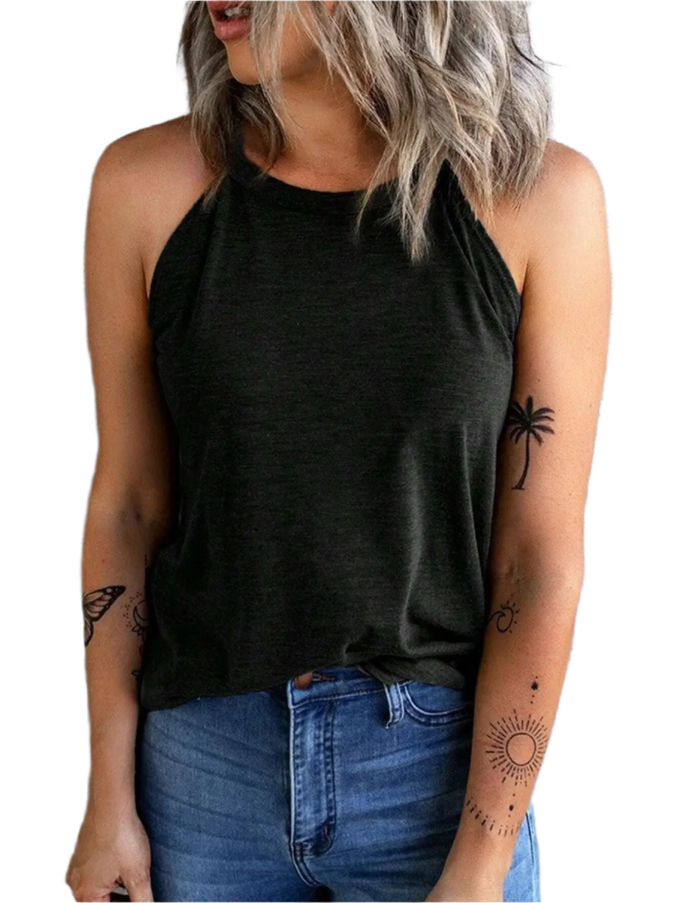 Dames mouwloze halter tanktop