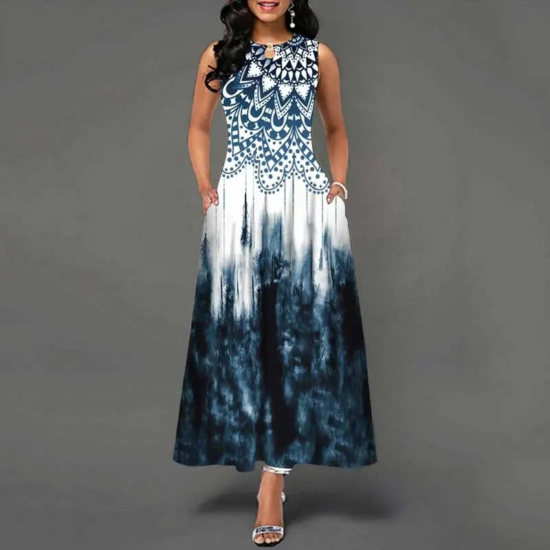 Dames bloemen bohemian mouwloze jurk