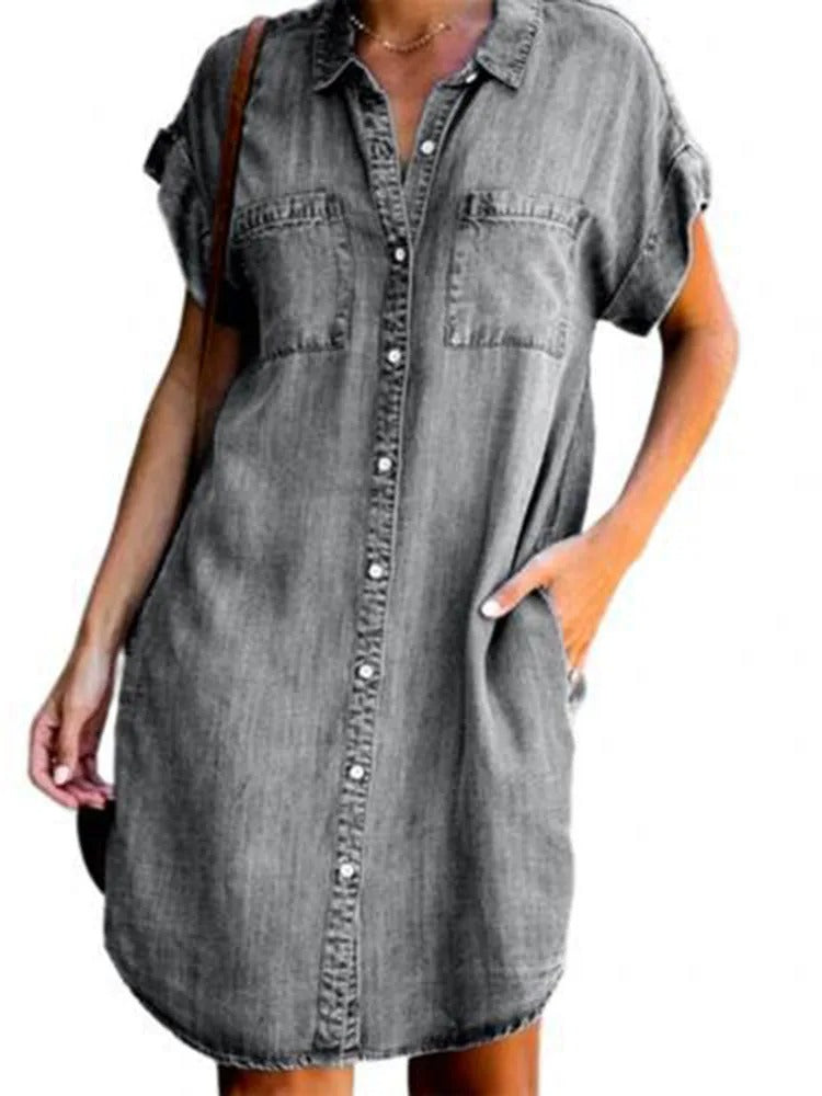 Casual losse denim overhemdjurk voor dames
