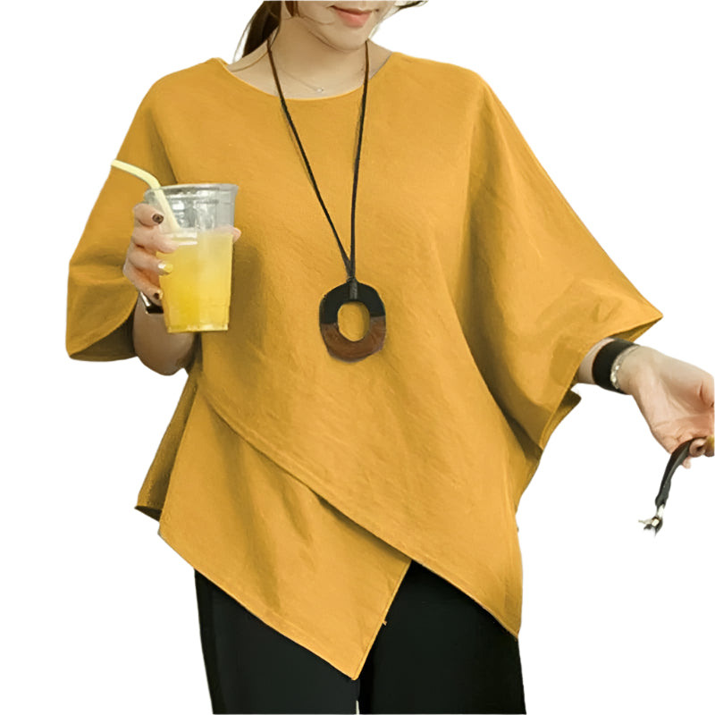Asymmetrische blouse met halve mouwen voor dames