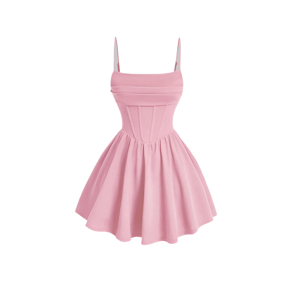 Dames A-lijn mini-jurk met vierkante hals en mouwloze mouwen