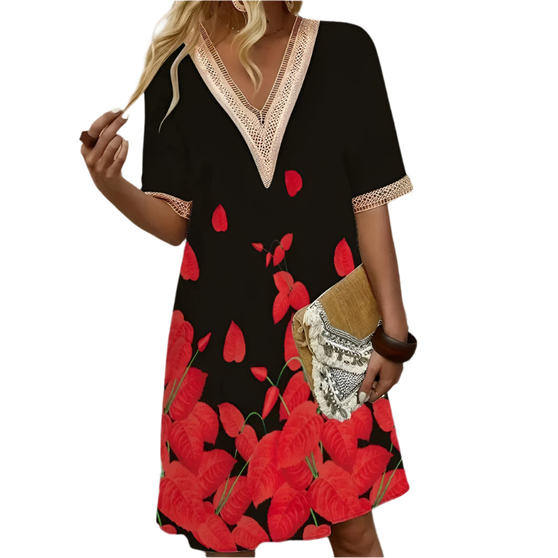 Vrouwen V-Hals Gedrukte Zomerjurk