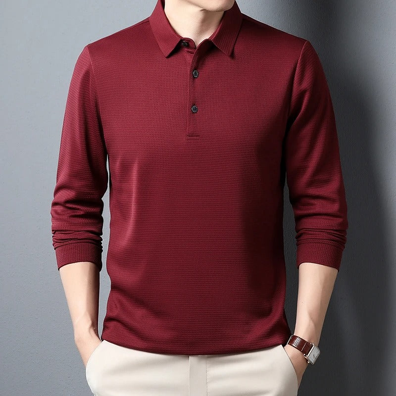 Heren Business Casual Poloshirt met Lange Mouwen