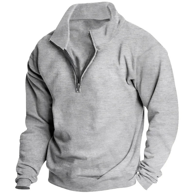 Heren Sweatshirt met halve rits met staande kraag