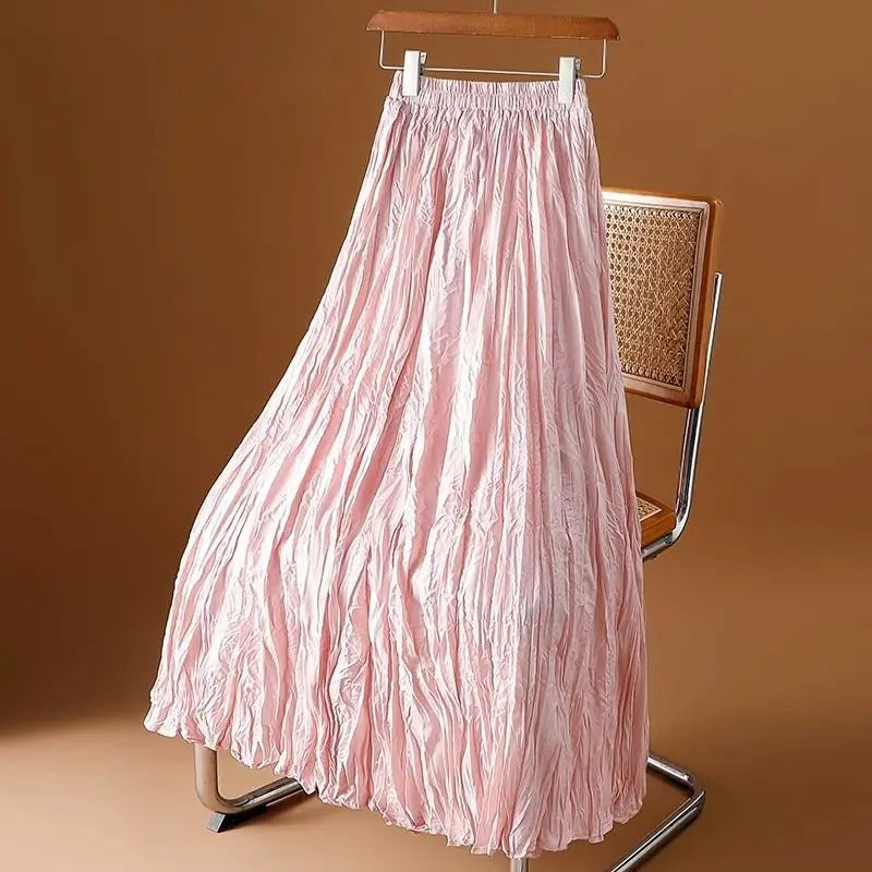 Satijnen geplooide maxi-rok voor dames