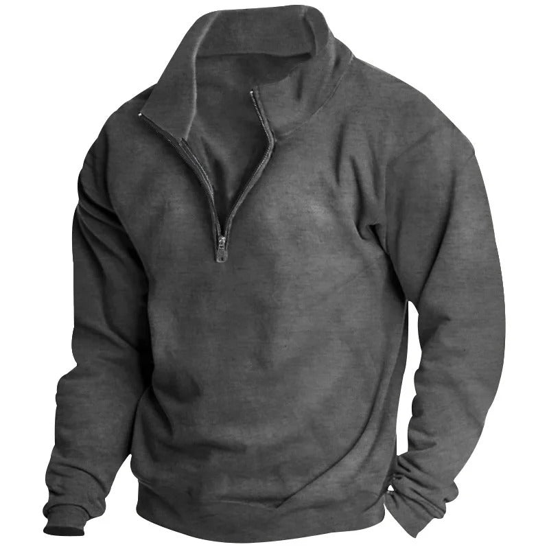 Heren Sweatshirt met halve rits met staande kraag