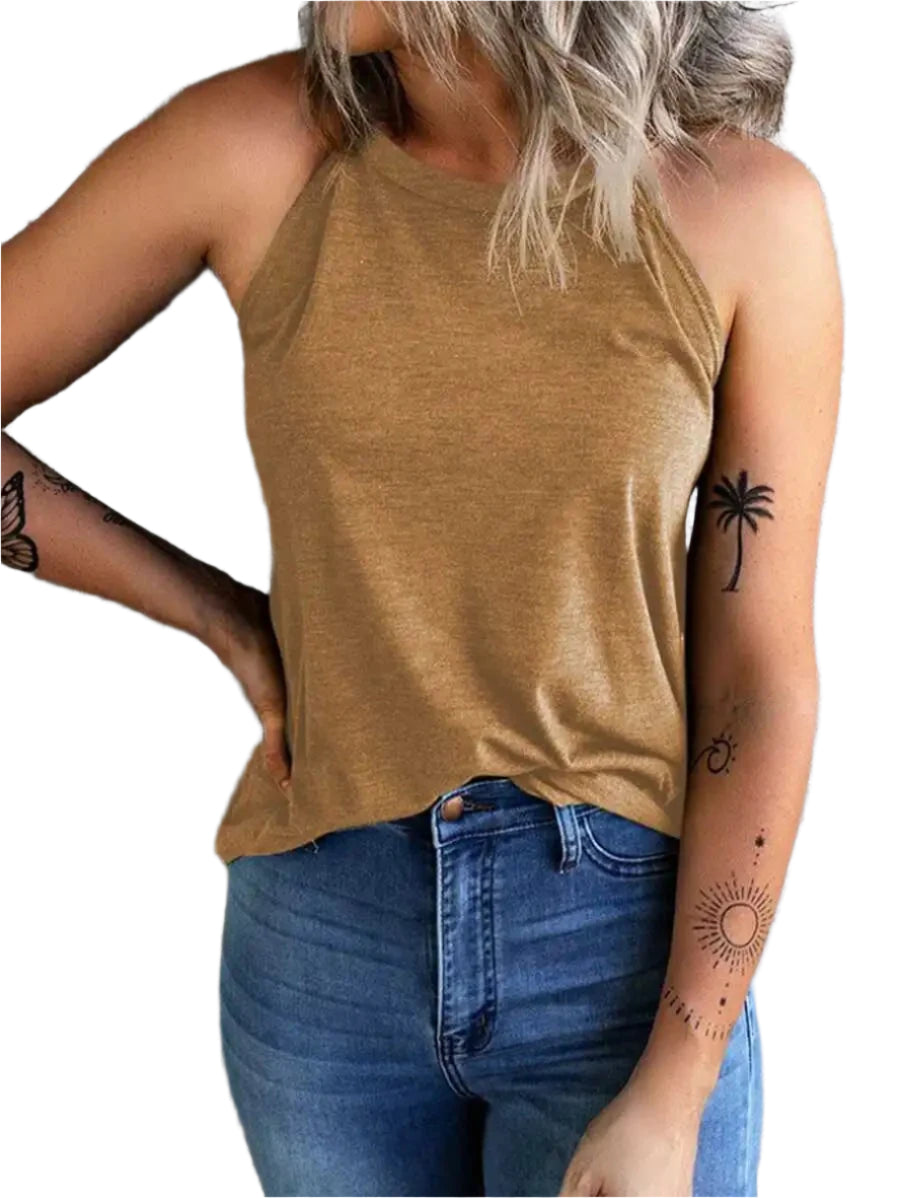 Dames mouwloze halter tanktop