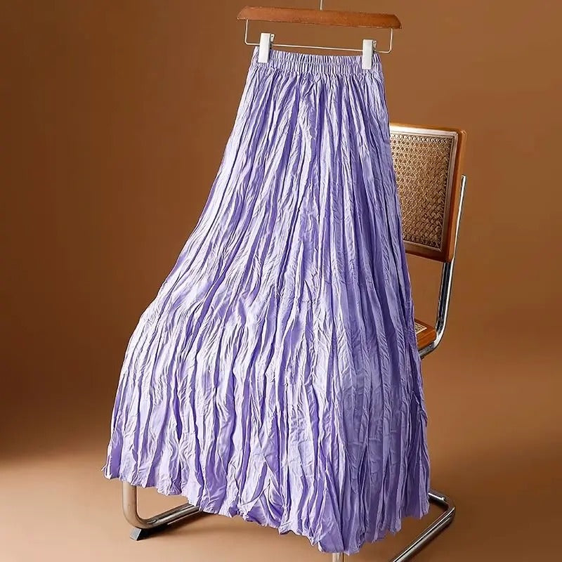 Satijnen geplooide maxi-rok voor dames