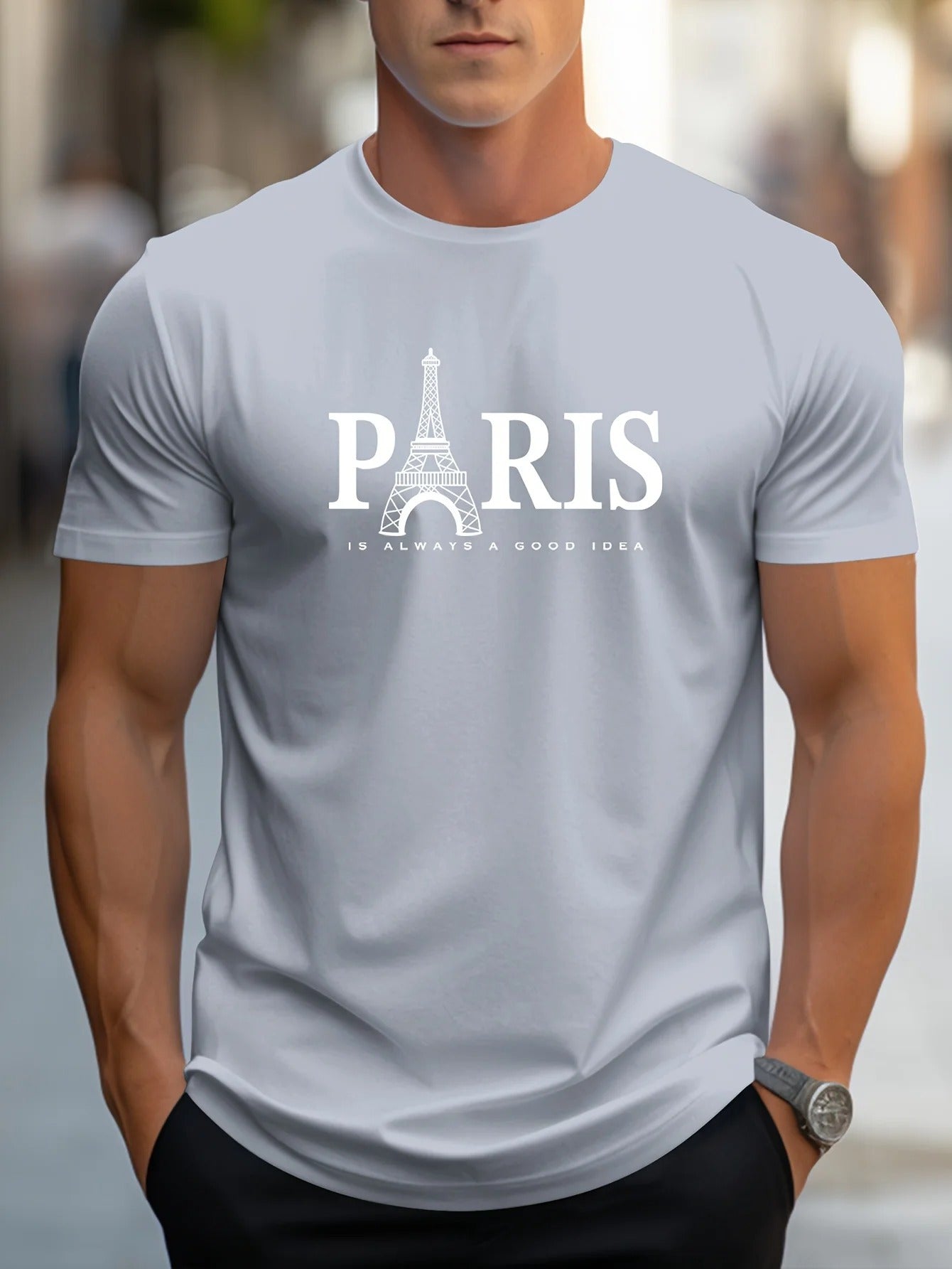 Heren T-shirt met Paris-print