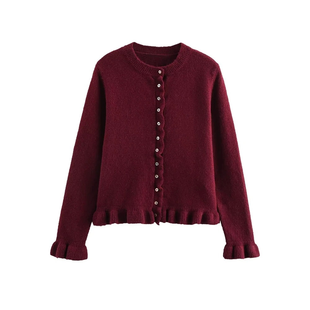 Gebreid damesvest met structuur