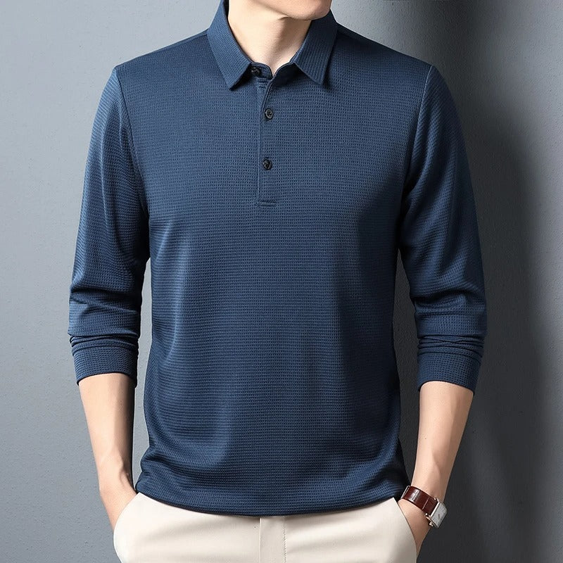 Heren Business Casual Poloshirt met Lange Mouwen