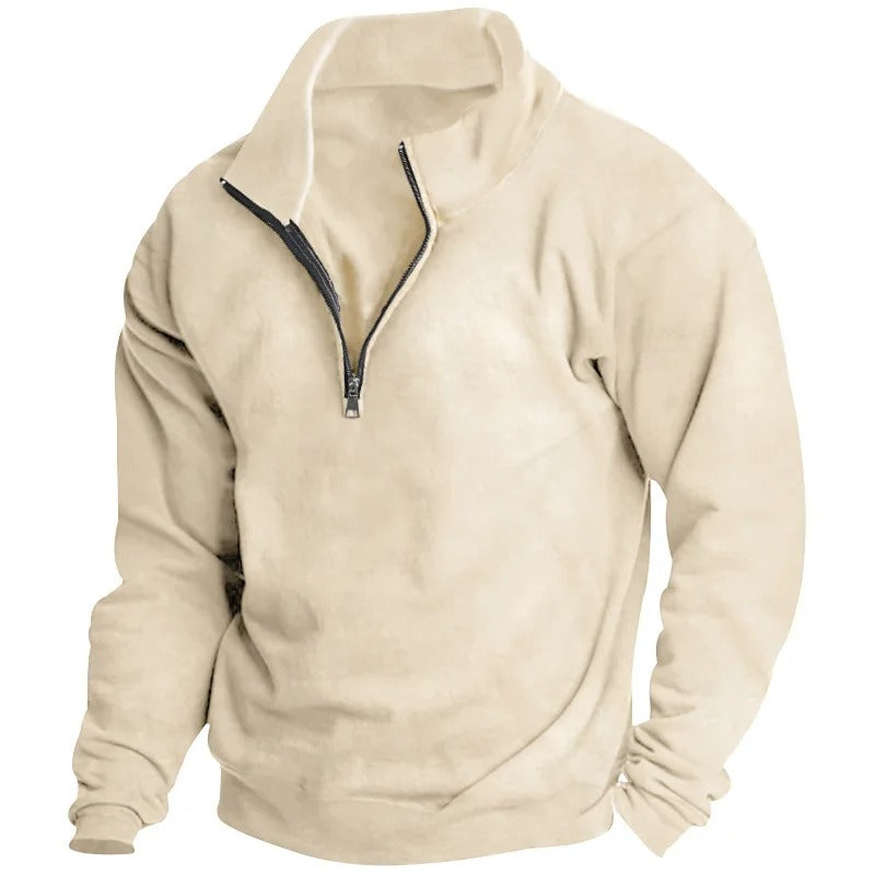 Heren Sweatshirt met halve rits met staande kraag