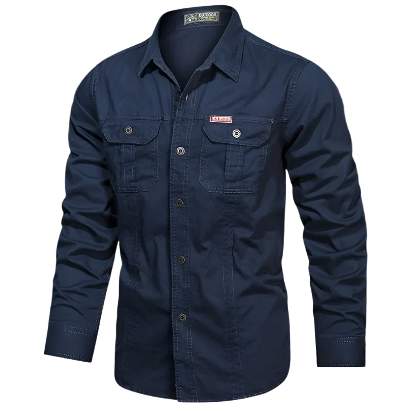Heren katoenen cargoshirt