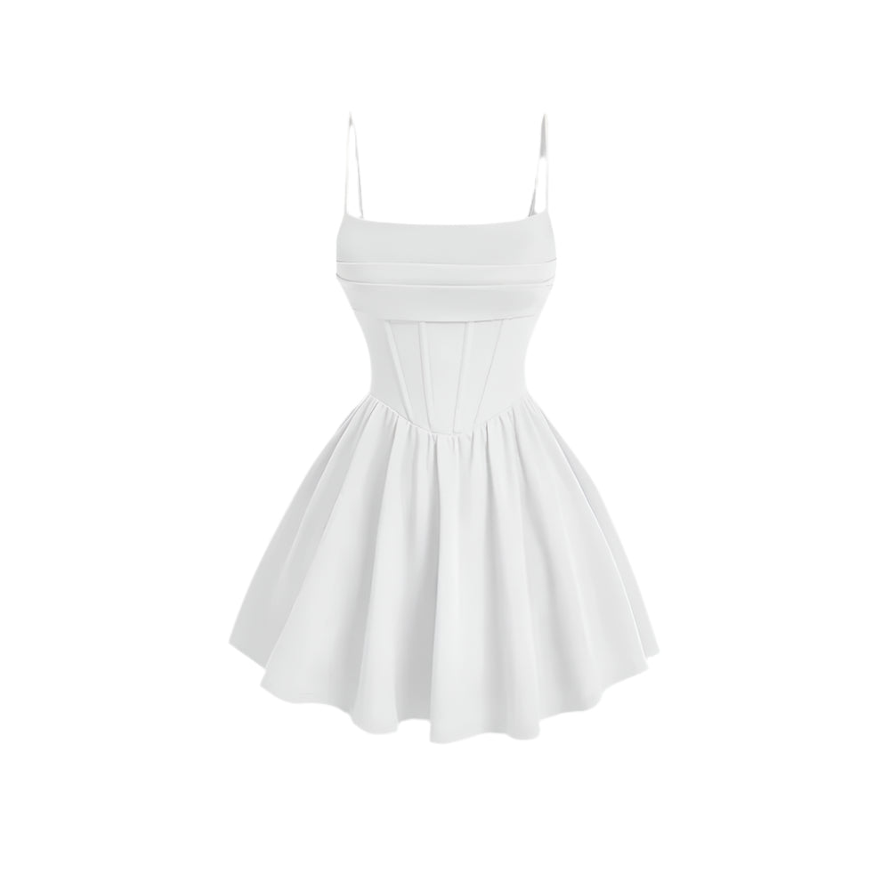 Dames A-lijn mini-jurk met vierkante hals en mouwloze mouwen