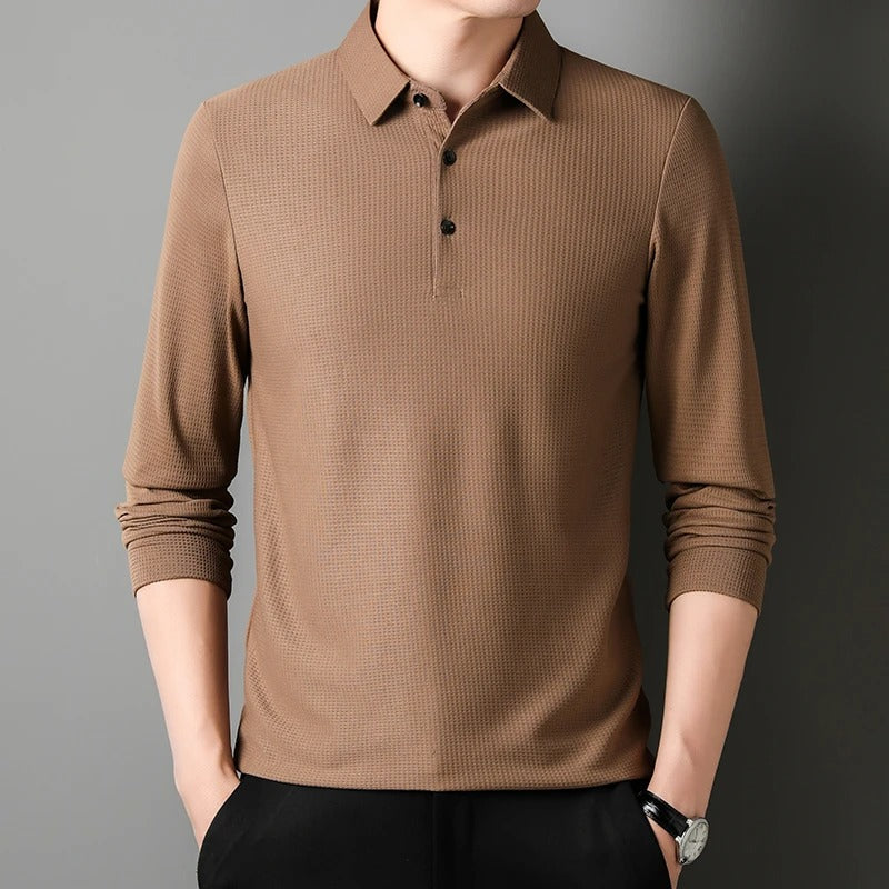 Heren Business Casual Poloshirt met Lange Mouwen