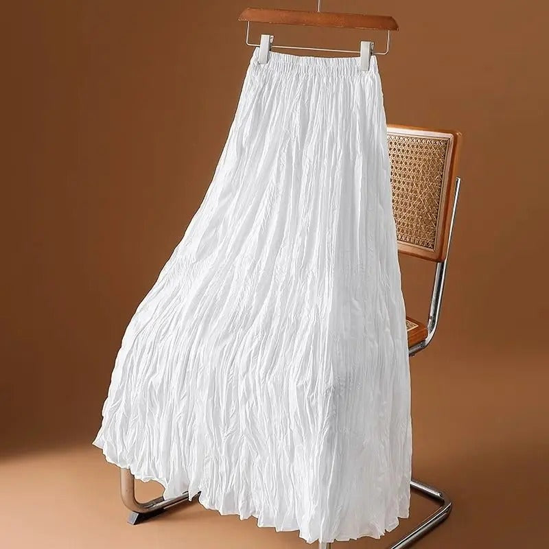 Satijnen geplooide maxi-rok voor dames