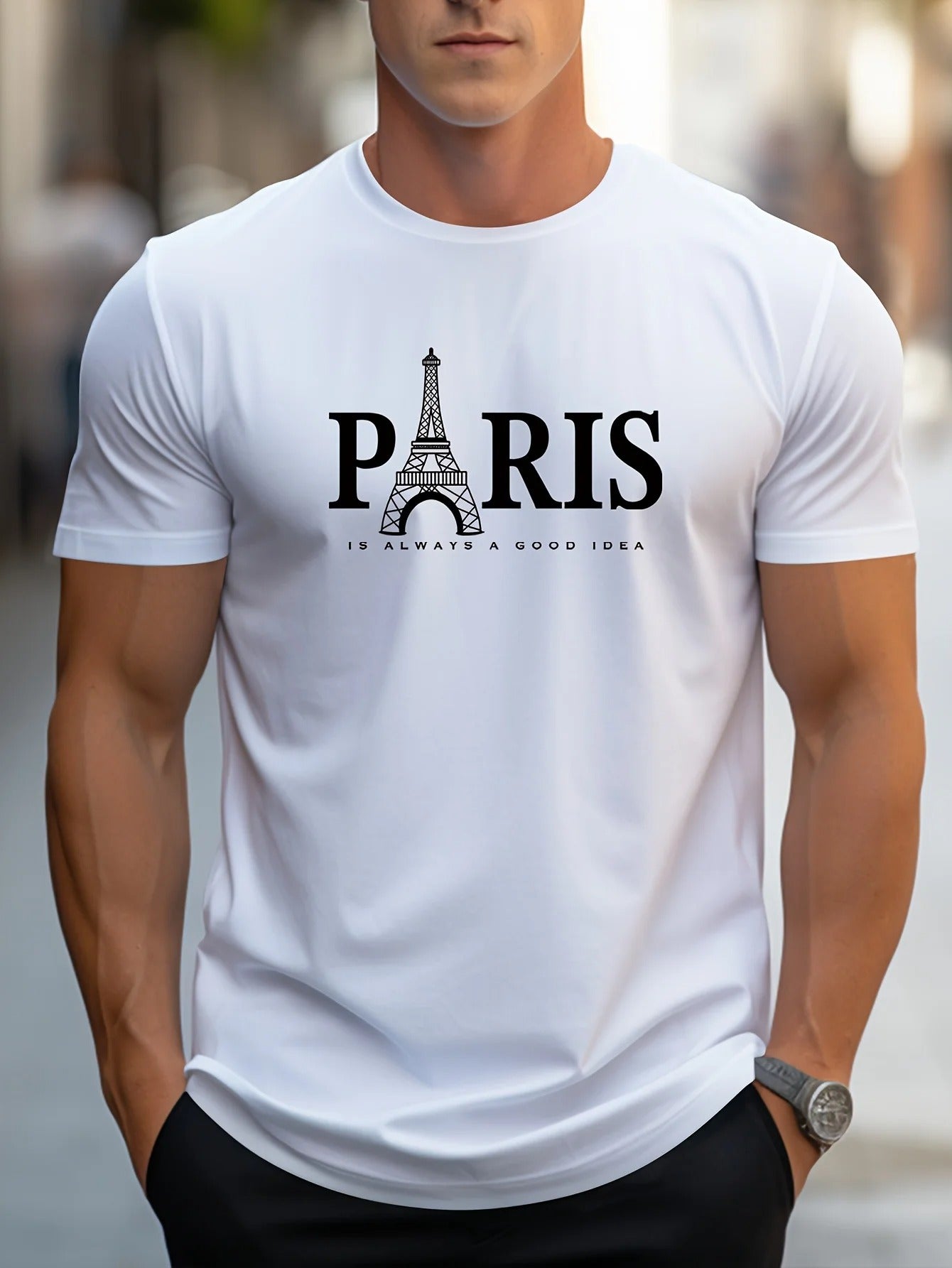 Heren T-shirt met Paris-print