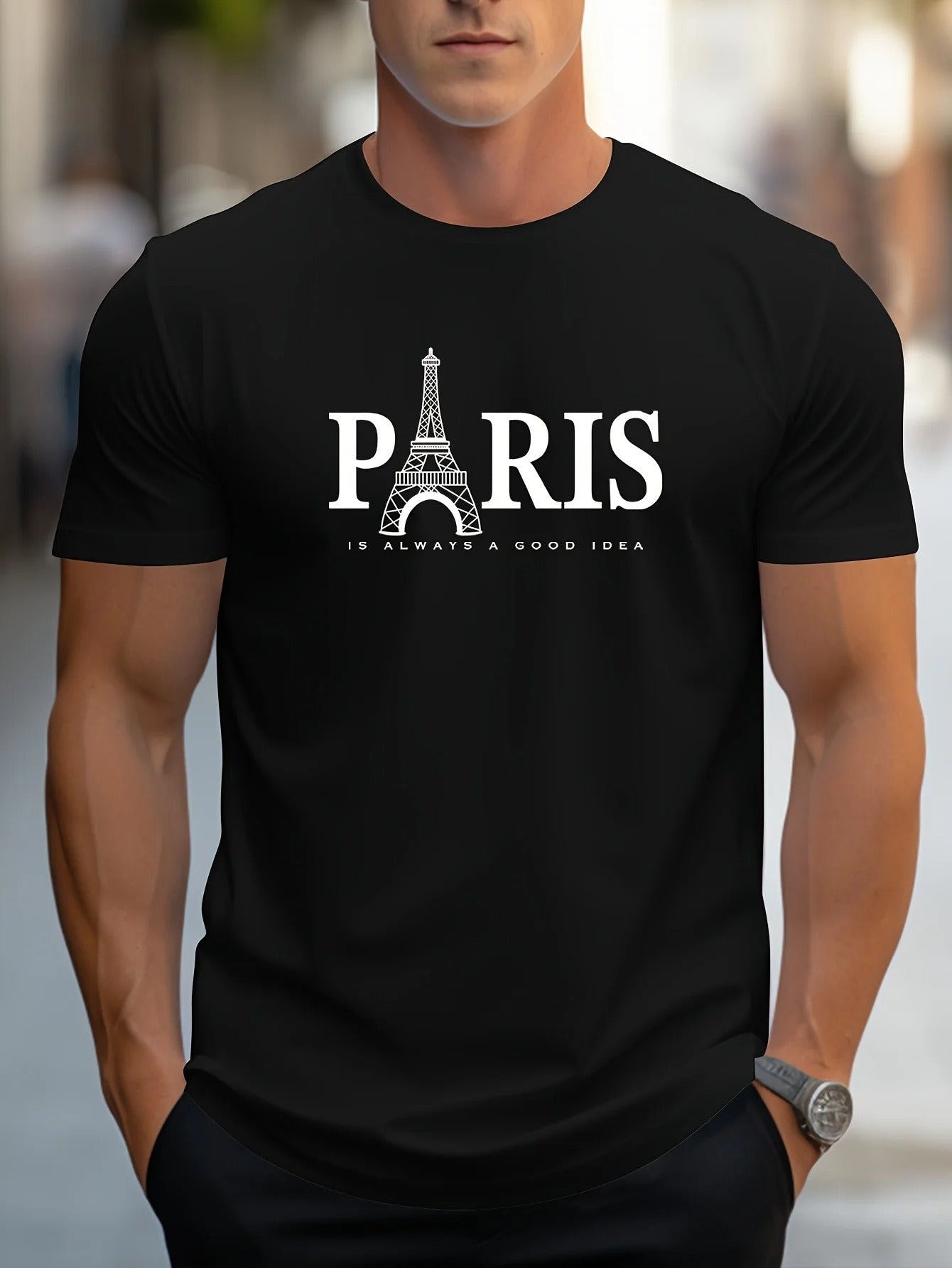 Heren T-shirt met Paris-print