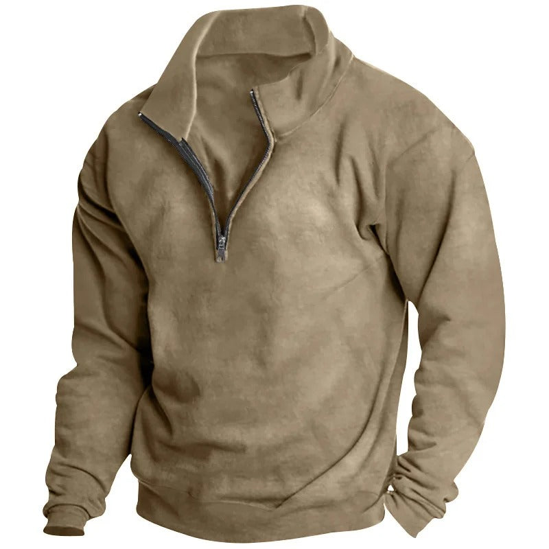 Heren Sweatshirt met halve rits met staande kraag