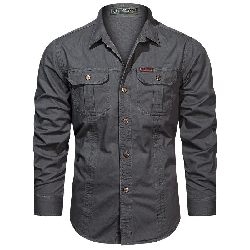 Heren katoenen cargoshirt