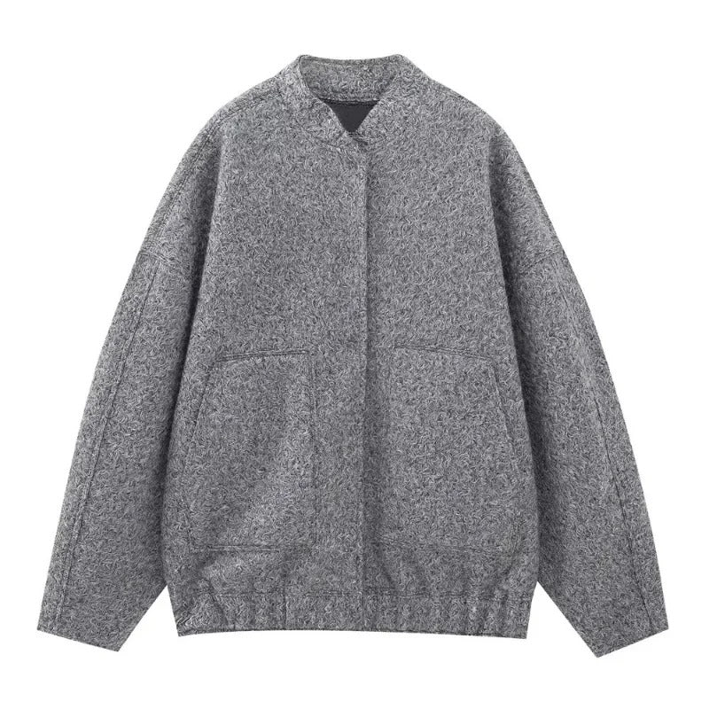 Tweed oversized bomberjack voor dames