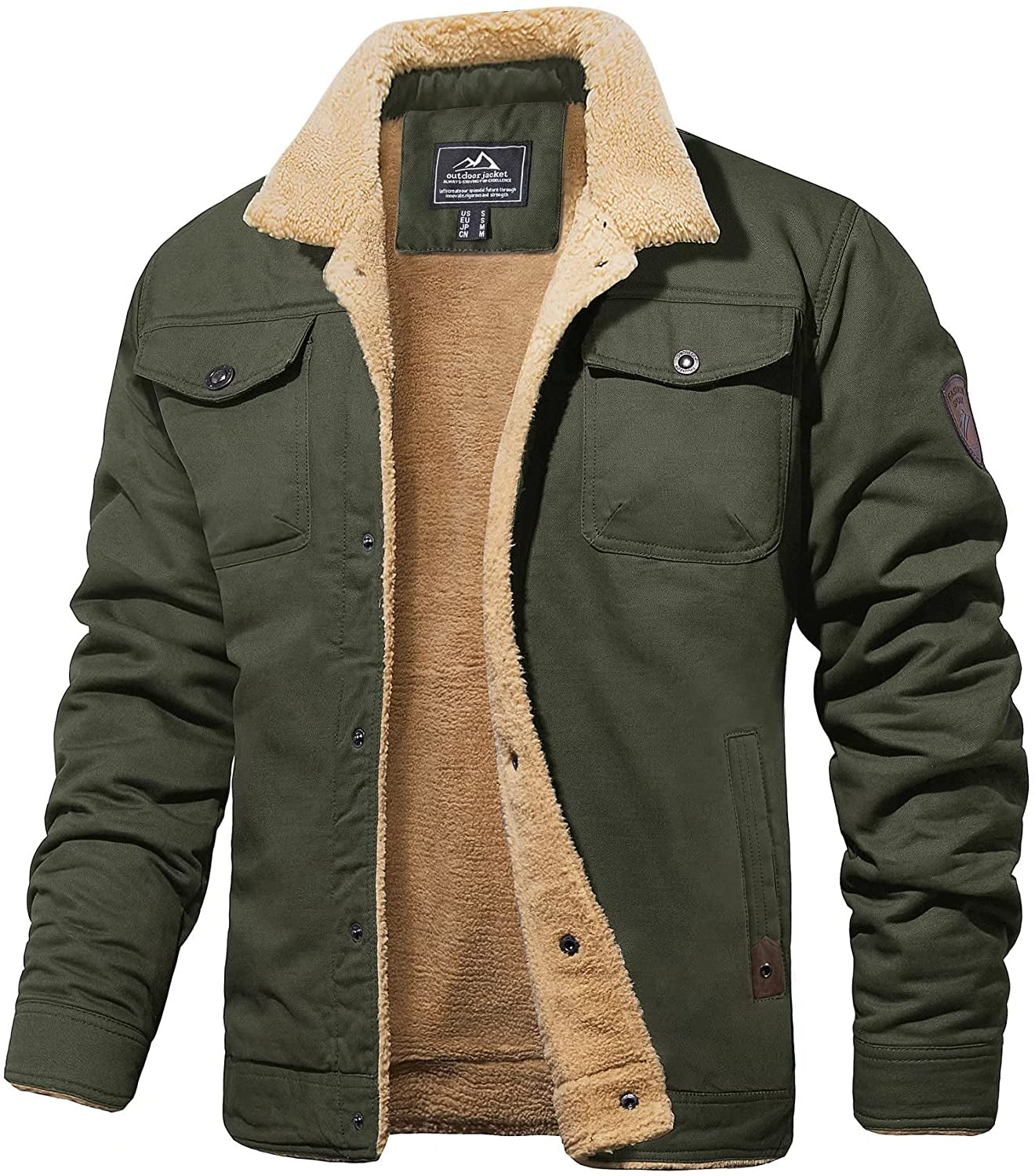 Variant image for Heren Winterjas Legergroen Waterafstotend Sherpa Voering Lange Pasvorm-1