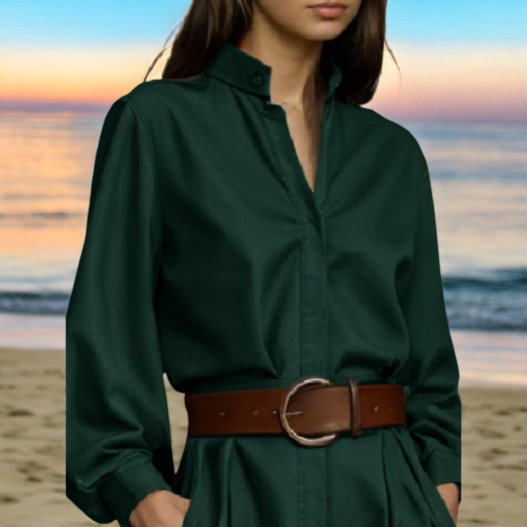 Damesblouse met knoopjes en pofmouwen